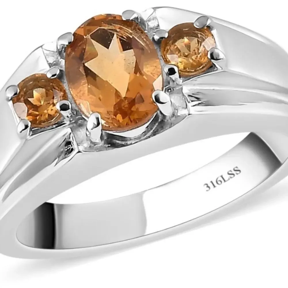 Serra Gaucha Men’s Citrine Ring in Stainless Steel Size 12, 1.5 ctw
